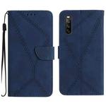 For Sony Xperia 10 III Stitching Embossed Leather Phone Case(Blue)