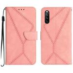 For Sony Xperia 10 IV Stitching Embossed Leather Phone Case(Pink)