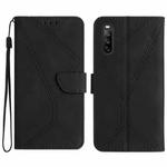For Sony Xperia 10 IV Stitching Embossed Leather Phone Case(Black)