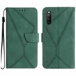 For Sony Xperia 10 V Stitching Embossed Leather Phone Case(Green)