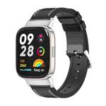 For Redmi Watch 3 Mijobs TPU Leather Watch Band(Black Silver)