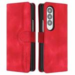 For Samsung Galaxy Z Fold3 5G Heart Pattern Skin Feel Leather Phone Case(Red)