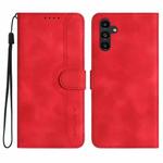 For Samsung Galaxy A24 4G Heart Pattern Skin Feel Leather Phone Case(Red)