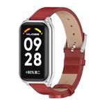 For Redmi Band 2 Mijobs Metal Shell Microfiber PU Leather Watch Band(Red Silver)