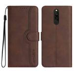 For Xiaomi Redmi 8 Heart Pattern Skin Feel Leather Phone Case(Brown)