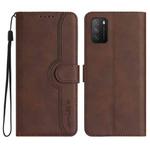 For Xiaomi Redmi 9T/Poco M3 Heart Pattern Skin Feel Leather Phone Case(Brown)