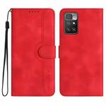 For Xiaomi Redmi 10 Heart Pattern Skin Feel Leather Phone Case(Red)