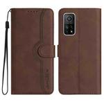 For Xiaomi Mi 10T 5G/10T Pro 5G Heart Pattern Skin Feel Leather Phone Case(Brown)