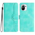 For Xiaomi Mi 11 Heart Pattern Skin Feel Leather Phone Case(Light Blue)