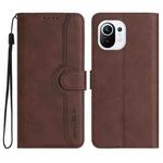 For Xiaomi Mi 11 Heart Pattern Skin Feel Leather Phone Case(Brown)