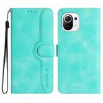 For Xiaomi Mi 11 Lite Heart Pattern Skin Feel Leather Phone Case(Light Blue)