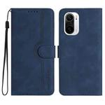 For Xiaomi Poco F3 Heart Pattern Skin Feel Leather Phone Case(Royal Blue)