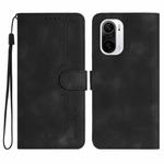 For Xiaomi Poco F3 Heart Pattern Skin Feel Leather Phone Case(Black)
