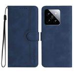 For Xiaomi 14 Heart Pattern Skin Feel Leather Phone Case(Royal Blue)