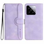 For Xiaomi 14 Heart Pattern Skin Feel Leather Phone Case(Purple)