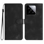 For Xiaomi 14 Heart Pattern Skin Feel Leather Phone Case(Black)