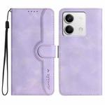 For Xiaomi Redmi Note 13 4G Heart Pattern Skin Feel Leather Phone Case(Purple)