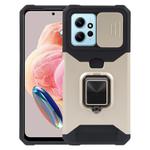 For Redmi Note 12 4G Camera Shield Card Slot PC+TPU Phone Case(Gold)