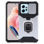 For Redmi Note 12 4G Camera Shield Card Slot PC+TPU Phone Case(Silver)