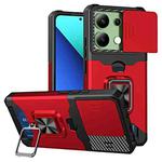 For Xiaomi Redmi Note 13 4G Camera Shield Card Slot PC+TPU Phone Case(Red)