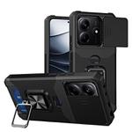 For Redmi Note 14 4G 163mm Camera Shield Card Slot PC+TPU Phone Case(Black)