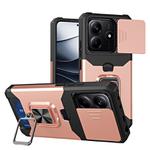 For Redmi Note 14 4G 163mm Camera Shield Card Slot PC+TPU Phone Case(Rose Gold)
