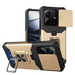 For Redmi Note 14 4G 163mm Camera Shield Card Slot PC+TPU Phone Case(Gold)
