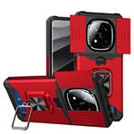 For Redmi Note 14 Pro 5G / 14 Pro+ 5G  Camera Shield Card Slot PC+TPU Phone Case(Red)