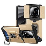 For Redmi Note 14 Pro 5G / 14 Pro+ 5G  Camera Shield Card Slot PC+TPU Phone Case(Gold)