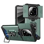 For Redmi Note 14 Pro 5G / 14 Pro+ 5G  Camera Shield Card Slot PC+TPU Phone Case(Dark Green)