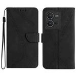 For vivo V25 / X80 Lite Stitching Embossed Leather Phone Case(Black)