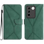 For vivo V27 5G / V27 Pro 5G Stitching Embossed Leather Phone Case(Green)
