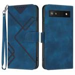 For Google Pixel 6a Line Pattern Skin Feel Leather Phone Case(Royal Blue)