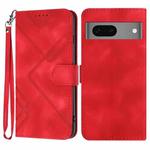 For Google Pixel 7 5G Line Pattern Skin Feel Leather Phone Case(Red)