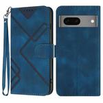 For Google Pixel 7 5G Line Pattern Skin Feel Leather Phone Case(Royal Blue)