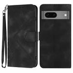 For Google Pixel 7 5G Line Pattern Skin Feel Leather Phone Case(Black)