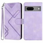 For Google Pixel 7 5G Line Pattern Skin Feel Leather Phone Case(Light Purple)