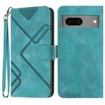 For Google Pixel 7 5G Line Pattern Skin Feel Leather Phone Case(Light Blue)