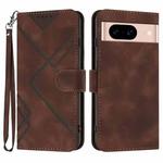 For Google Pixel 8a Line Pattern Skin Feel Leather Phone Case(Coffee)