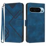 For Google Pixel 9 Line Pattern Skin Feel Leather Phone Case(Royal Blue)