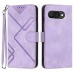 For Google Pixel 9a Line Pattern Skin Feel Leather Phone Case(Light Purple)