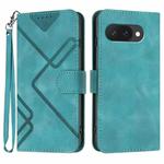 For Google Pixel 9a Line Pattern Skin Feel Leather Phone Case(Light Blue)