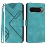 For Google Pixel 10 Pro XL Line Pattern Skin Feel Leather Phone Case(Light Blue)