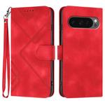 For Google Pixel 10 / Pixel 10 Pro Line Pattern Skin Feel Leather Phone Case(Red)