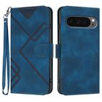 For Google Pixel 10 / Pixel 10 Pro Line Pattern Skin Feel Leather Phone Case(Royal Blue)