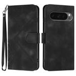 For Google Pixel 10 / Pixel 10 Pro Line Pattern Skin Feel Leather Phone Case(Black)