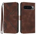 For Google Pixel 10 / Pixel 10 Pro Line Pattern Skin Feel Leather Phone Case(Coffee)