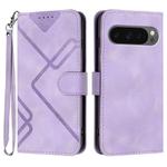 For Google Pixel 10 / Pixel 10 Pro Line Pattern Skin Feel Leather Phone Case(Light Purple)