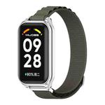 For Redmi Band 2 Mijobs Metal Shell Nylon Breathable Watch Band(khaki Green Silver)