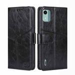 For Nokia C12 Geometric Stitching Leather Phone Case(Black)